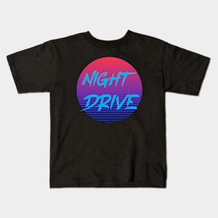 Night Drive Retro Retrowave Neon Kids T-Shirt